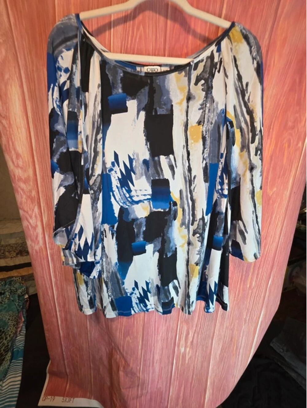 Cato Woman Abstract Brushstroke Kimono Sleeve Knit Top 26/28W Plus